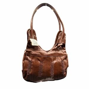J&A Leathers Brown Woven Leather Shoulder Bag Hobo Handmade in Mexico